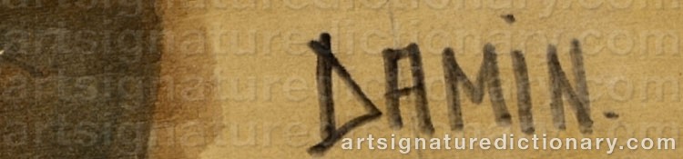 Authentic signature by Georges DAMIN on  artwork