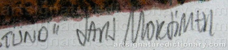 Authentic signature by Lars MORTIMER on  artwork