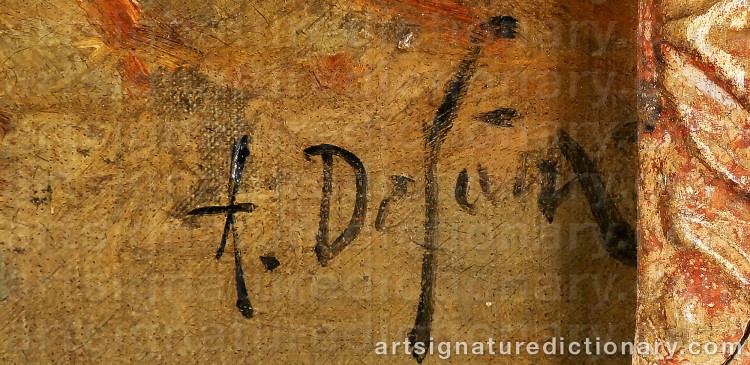 Authentic signature by Alexandre DEFAUX on  artwork