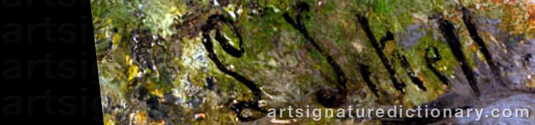 Authentic signature by Ludwig SCKELL on  artwork
