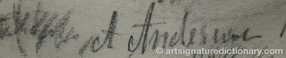 Authentic signature by Anna Amanda ANDERSSON on  artwork