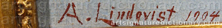 Authentic signature by A. LINDQVIST on  artwork