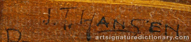 Authentic signature by Josef Theodor HANSEN on  artwork