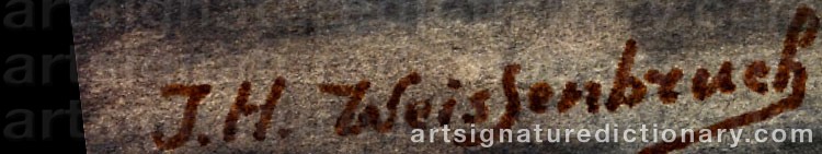 Authentic signature by Johan Hendrik WEISSENBRUCH on  artwork