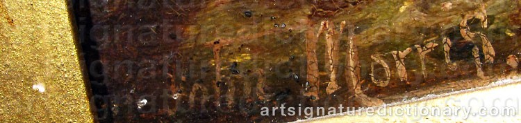 Authentic signature by John W. MORRIS on  artwork