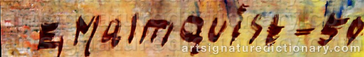 Authentic signature by Ernst MALMQUIST on artwork