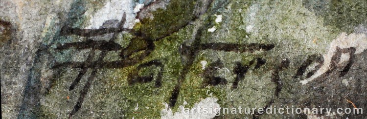 Authentic signature by Thomas (Tom) PATERSON on  artwork