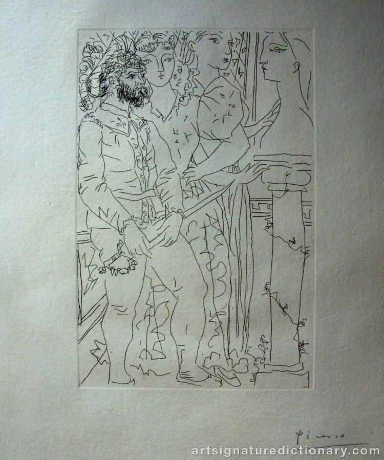 Close-up details showing Pablo PICASSO signature forgery characteristics