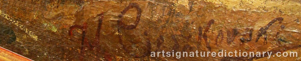 Authentic signature by Henryk CIESZKOWSKI on  artwork