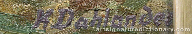 Authentic signature by Knut DAHLANDER on  artwork