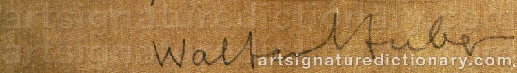 Authentic signature by Walter Karl HUBER on artwork
