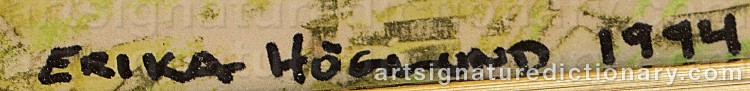 Authentic signature by Erika HÖGLUND on Painting/Watercolour artwork