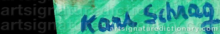 Authentic signature by Karl SCHRAG on  artwork