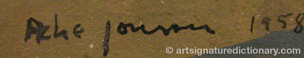 Authentic signature by Akke JONSSON on  artwork