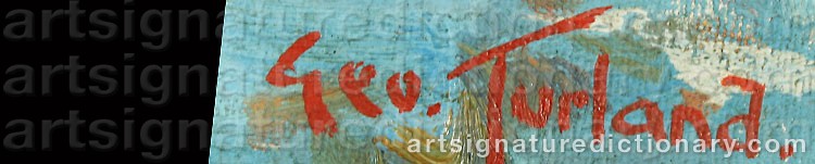 Authentic signature by George TURLAND on  artwork