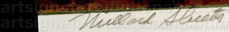 Authentic signature by Millard SHEETS on Drawing/Graphic/Print artwork