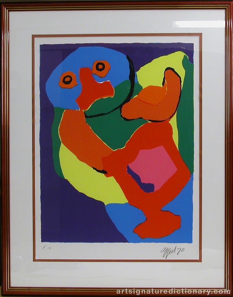 Close-up details showing Karel APPEL signature forgery characteristics