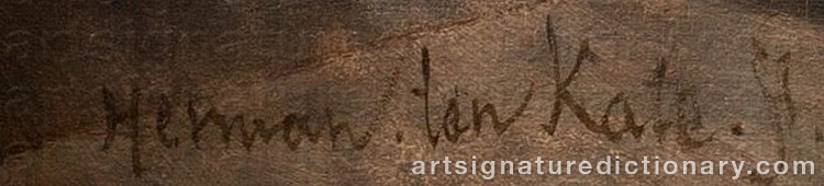 Authentic signature by Herman Frederick Carel TEN KATE on  artwork