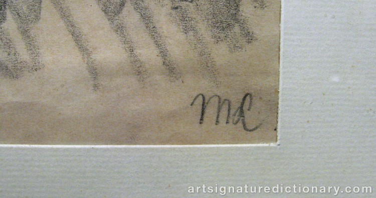Close-up details showing Max LIEBERMANN signature forgery characteristics