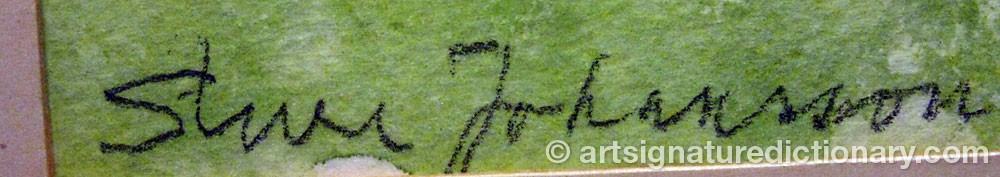 Authentic signature by Sture JOHANSSON on  artwork