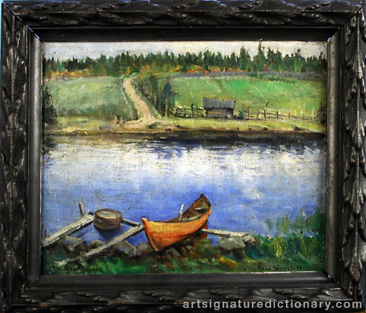 Close-up details showing Eero JÄRNEFELT signature forgery characteristics