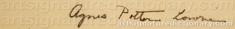 Authentic signature by Agnes Squire LOWRIE on  artwork