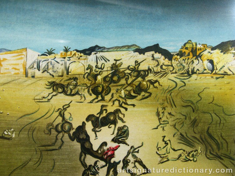 Close-up details showing Salvador DALI signature forgery characteristics