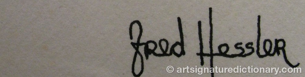 Authentic signature by Fred HESSLER on artwork