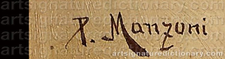 Authentic signature by P. MANZONI on  artwork