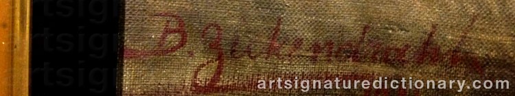 Authentic signature by Bernhard ZICKENDRAHT on  artwork