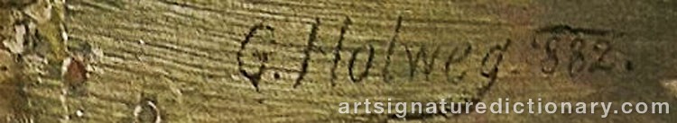 Authentic signature by Gustav HOLWEG on  artwork