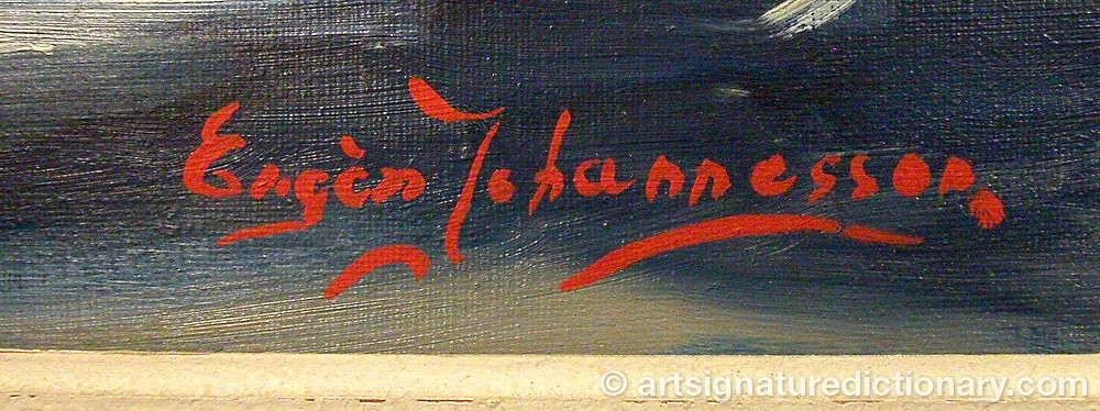Authentic signature by Eugèn JOHANNESSON on  artwork