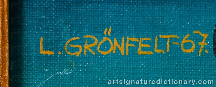 Authentic signature by Lars GRÖNFELT on Painting/Watercolour artwork