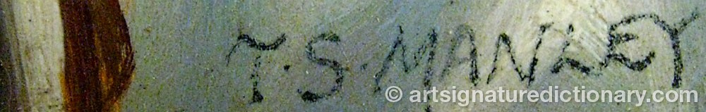 Authentic signature by T.s. MANLEY on  artwork