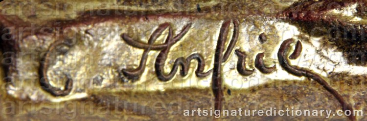 Authentic signature by Charles ANFRIE on Sculpture artwork