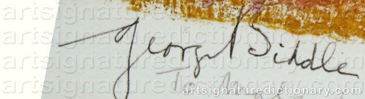 Authentic signature by George BIDDLE on  artwork