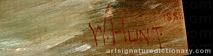 Authentic signature by Walter HUNT on  artwork