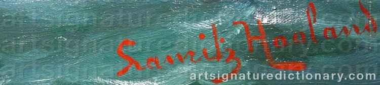 Authentic signature by Lars Laurits Larsen HAALAND on  artwork