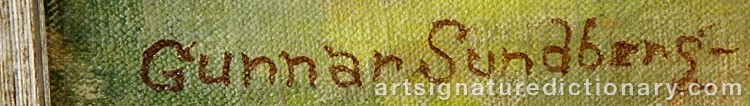 Authentic signature by Gunnar SUNDBERG on  artwork