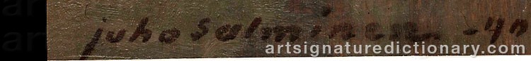 Authentic signature by Juho SALMINEN on  artwork