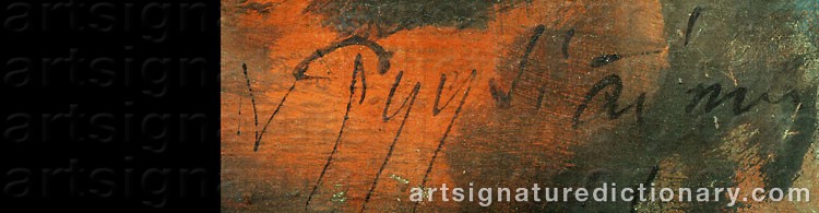 Authentic signature by Valdemar PYYSIÄINEN on artwork