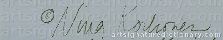 Authentic signature by Nina KORHONEN on  artwork