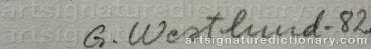 Authentic signature by Gunborg WESTLUND on  artwork