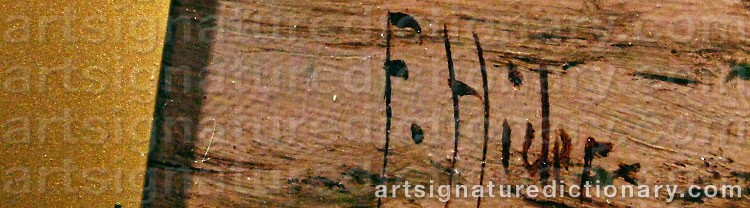 Authentic signature by Frank HIDER on artwork