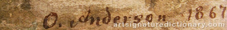 Authentic signature by Oskar Leonhard ANDERSON on Painting/Watercolour artwork