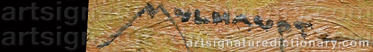 Authentic signature by Frederick John MULHAUPT on  artwork
