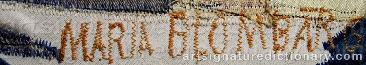 Authentic signature by Maria BLOMBÄRG on  artwork