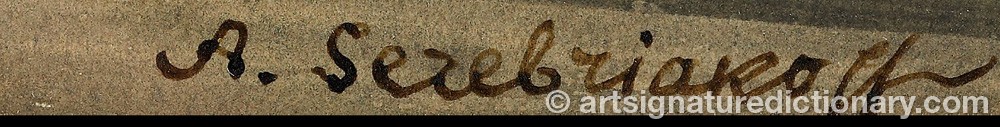 Authentic signature by Alexandre Borisovich SEREBRIAKOFF on  artwork