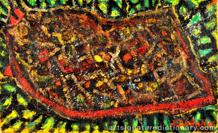 Close-up details showing Jean DUBUFFET signature forgery characteristics