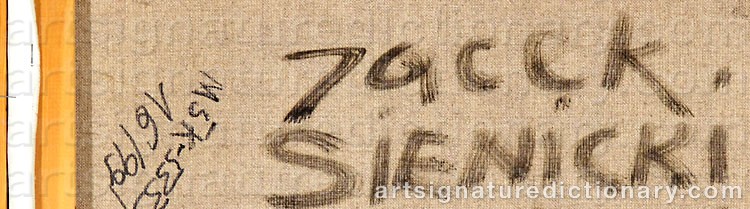 Authentic signature by Jacek SIENICKI on  artwork